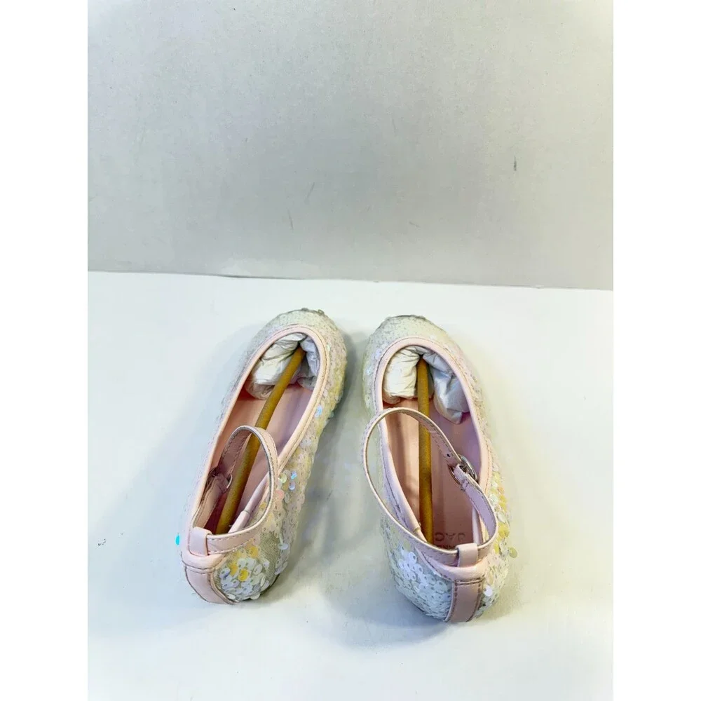 Janie and Jack, Girls Sequin Flats (Toddler/Little Kid/Big Kid), Pink, 12,